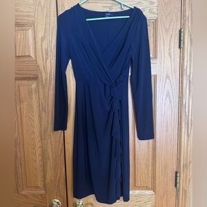 Navy Chaps Wrap Dress